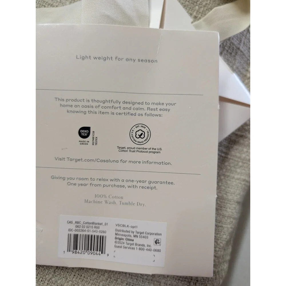 Casaluna Cotton Slub Blanket Full/Queen Light Olive Green NWT Textured Bedding